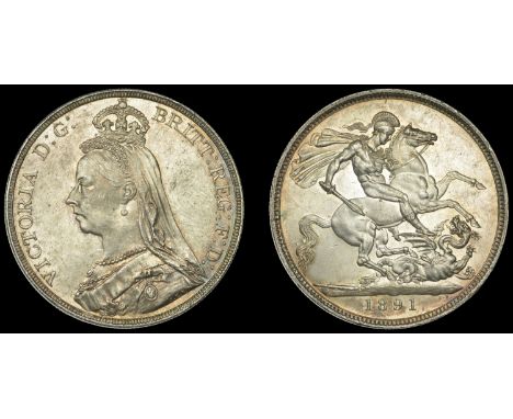 Victoria (1837-1901), Crown, 1891 (ESC 2591; S 3921). Good extremely fine, light tone over residual cartwheel bloom  £150-£18
