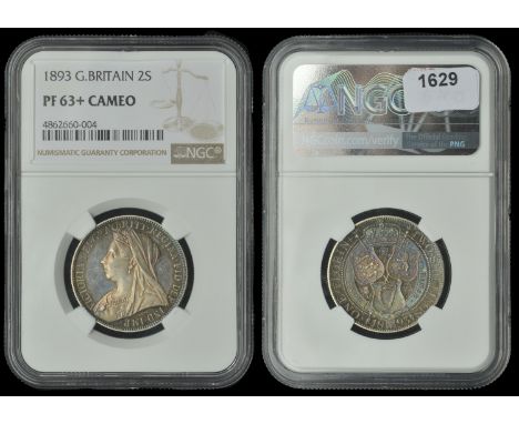 Victoria (1837-1901), Proof Florin, 1893 (ESC 2963; S 3939). Light hairlines, otherwise about as struck, toned [slabbed NGC P
