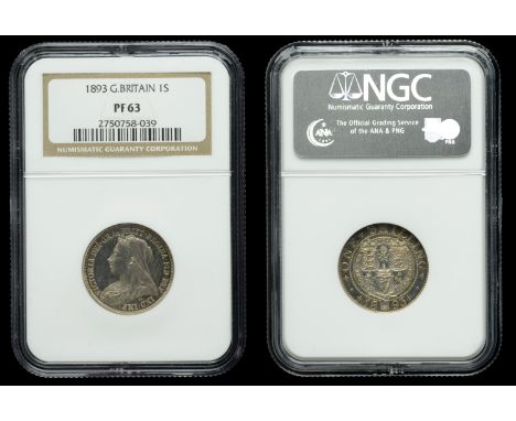 Victoria (1837-1901), Proof Shilling, 1893 (ESC 1362; S 3940). Light hairlines, otherwise about as struck, toned [slabbed NGC
