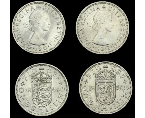 Elizabeth II (1952-    ), Sterling issues, Shillings (2), 1959 Scottish, 1964 English (ESC 4478, 4502; S 4147-8) [2]. About a