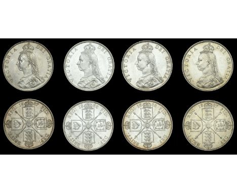 Victoria (1837-1901), Florins (4), 1887 (2) Jubilee, 1888 (2, both types) (ESC 2953, 2955-6; S 3925) [4]. First good extremel