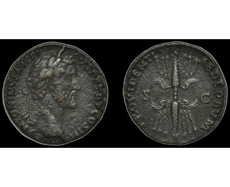 Roman Imperial Coinage, Antoninus Pius, Sestertius, Rome, 140-4, laureate head right, rev. providenti-ae deorvm, winged thund