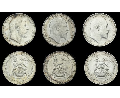 Edward VII (1901-1910), Shillings (3), 1904, 1906, 1910 (ESC 3590, 3592, 3596; S 3982) [3]. First cleaned otherwise about ext