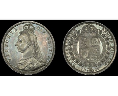 Victoria (1837-1901), Proof Halfcrown, 1887, 1 of dates points to tooth (ESC 2772; Davies –, O1/R-; S 3924). Obverse fields l