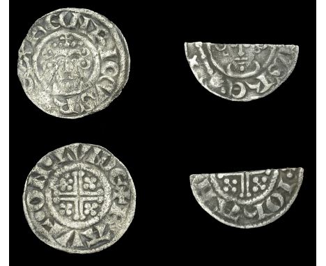 John, Penny, class Va2, cut Halfpenny, mint uncertain, Iohan, 0.66g/3h, Penny, class Vc, London, Rauf, ravf on lvnde, 1.36g/3