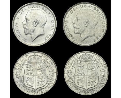 George V (1910-1936), Halfcrowns (2), 1916, 1923 (ESC 3715, 3724; S 4011, 4021A) [2]. First about as struck, second good extr