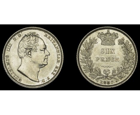 William IV (1830-1837), Sixpence, 1837, b of britanniar over r (ESC –; S 3836). Extremely fine, very rare £200-£260