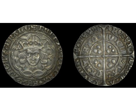 Henry VI (First reign, 1422-1461), Rosette-Mascle issue, Groat, Calais, mm. crosses IIIa/V, rosette after posvi and sie, masc