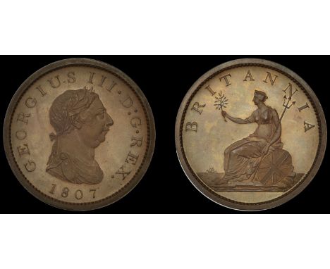 George III (1760-1820), Pre-1816 issues, Restrike Proof Penny, 1807, bronzed, edge plain, 18.90g/6h (BMC 1354 [R 98]; Selig 1