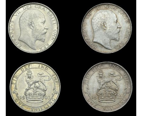 Edward VII (1901-1910), Shillings (2), 1902, 1903 (ESC 3587, 3589; S 3982) [2]. First extremely fine, second about extremely 