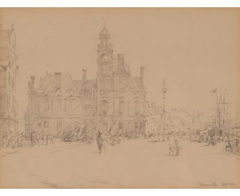 EM Lister, exhibited 1882-1911, "The River at Yarmouth" pencil drawing from a signed sketchbook, dated 1899.  Information ver