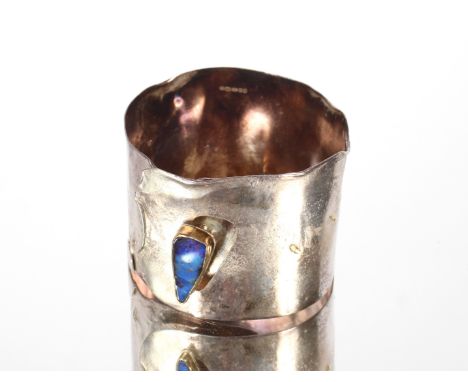 Carol Ann Dickson silver and opal cuff bangle, 58.5gms total weight0724