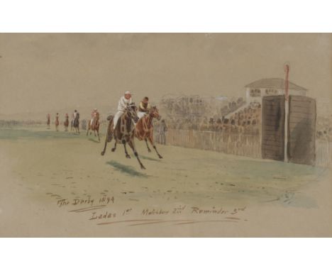 William Verner Longe, 1857-1924, four horse racing studies, "The 2000 1894 Coming out of the Dip", "The 2000 1892 Bonavista's