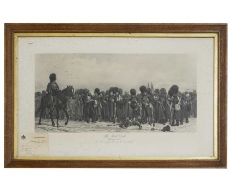 After Elizabeth Butler (Lady Butler) ‘The Roll Call', Crimea 1854-5a photogravure, published by the Fine Art Society, with a 