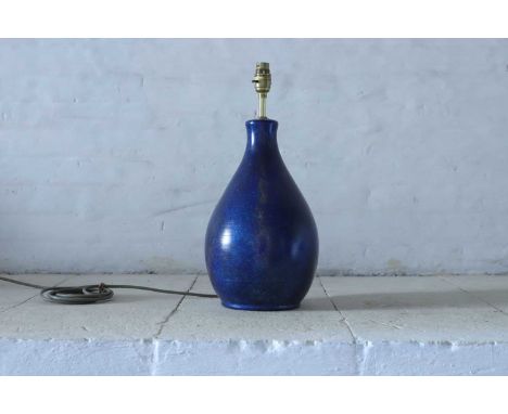 A Holkham Pottery simulated lapis lazuli table lamp, mid to late 20th century, by Cyril Ruffles, incised to the base 'Holkham