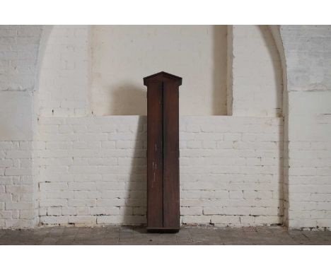 A George III mahogany barometer case, c.1820, the pedimented and bi-folding case with brass moulding, enclosing a later lacqu