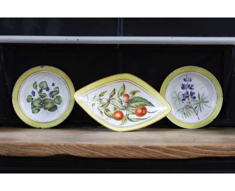 A Derby porcelain botanical dessert service,  c.1795, the centres possibly painted by John Brewer with named specimens, withi