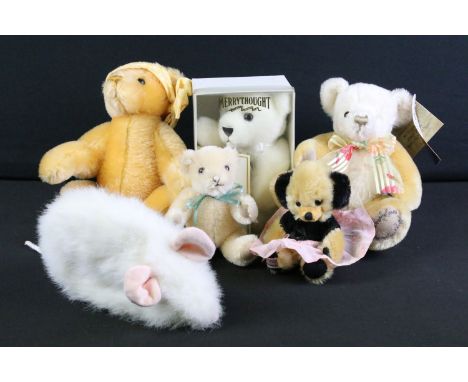 Five Merrythought teddy bears to include Custard &amp; Cream (ltd edn no. 10/10, with certificate), Peace special edition (bo