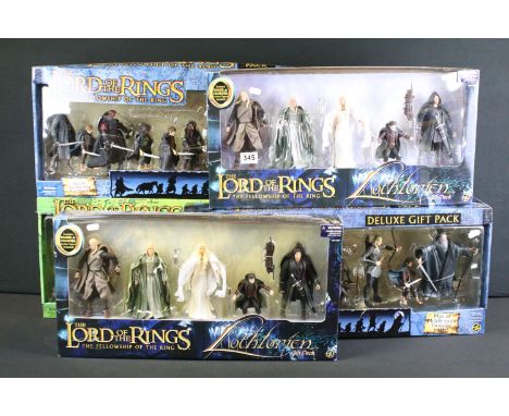 Collection of five boxed Toy Biz The Lord Of The Rings The Fellowship Of The Ring figure sets to include 3 x Deluxe Gift Pack