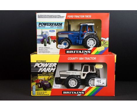 Two boxed 1/32 scale Power Farm Britains diecast models to include 9324 County 1884 Tractor (Slight tear to one end flap) and