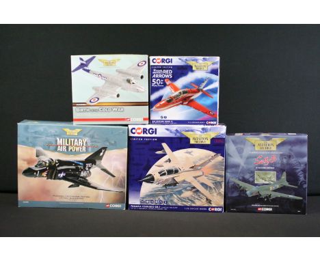 Five boxed Corgi The Aviation Archive diecast models to include 4 x 1/72 scale (AA39806 Panavia Tornado GR.1 ltd edn, AA33205