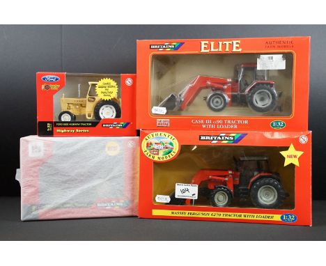 Collection of four boxed Britains farming tractor diecast models to include International IH 956XL Tractor in Ex Shop Stock p