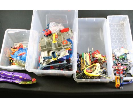 Collection of 1990s action figures, vehicles and play sets, mainly TV related to to include Hasbro Takara Transformers, Kenne