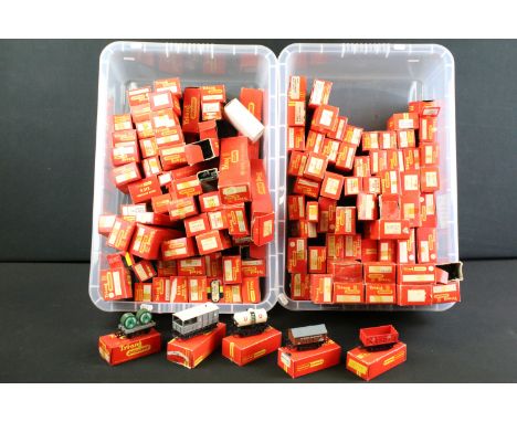 Around 120 boxed Triang / Hornby OO gauge items of rolling stock to include R111 Hopper Car, R242 Trestrol Wagon, R688A China