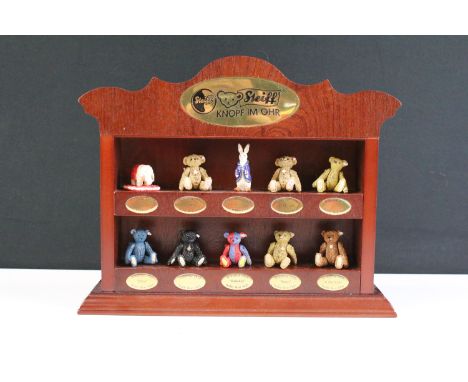 Steiff pewter miniature collection of 10 models / teddy bears, to include Little Elephant 1893, Teddy Girl Teddy Bear 1905, P