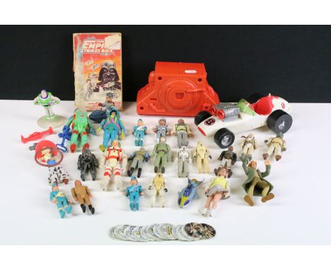 Collection of 23 TV related play worn plastic figures, 1970s onwards, to include 11 x original Star Wars figures (Lando Calri