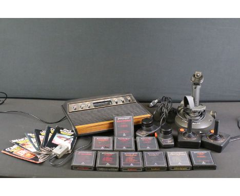 Retro Gaming - Atari Video Computer System console plus 10 x game cartridges (Superman, Street Racer, Slot Racers, Breakout, 