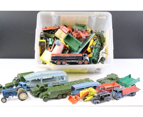 Around 25 play worn diecast models to include examples from mainly Dinky, Corgi and Matchbox featuring Austin Taxi, 582 Pullm