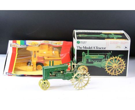 Two boxed farming tractor diecast models to include Britains 9571 New Holland TR85 Combine Harvester and Precision Classics J