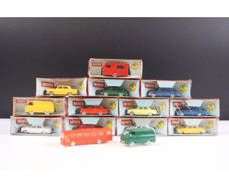 12 Boxed Minix OO gauge plastic models to include RC9 Simca 1804, RC8 Vauxhall Viva, R04 Triumph 2000, RC8 Simca 1800, 4/5 Be