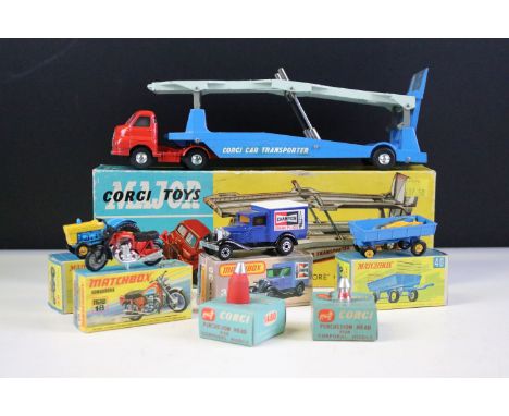 Five boxed diecast models to include Corgi Major 1101 Car Transporter (paint loss, gd box with corner knock) and 4 x Matchbox