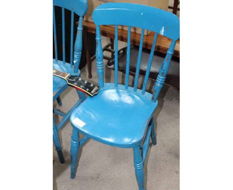 SET OF FOUR VINTAGE BLUE PAINTED KITCHEN CHAIRS
each 85cm high