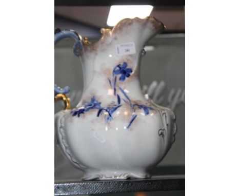 VICTORIAN BLUE AND WHITE EWER AND BASIN 