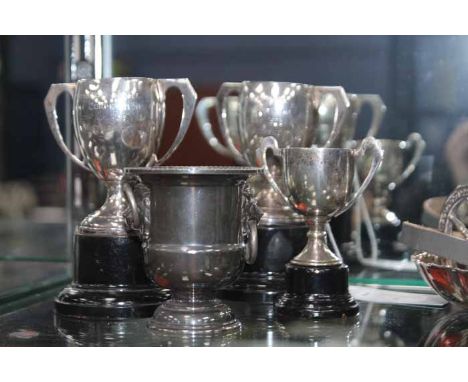 COLLECTION OF SILVER AND SILVER PLATE
including trophies, etc; together with a vintage camera