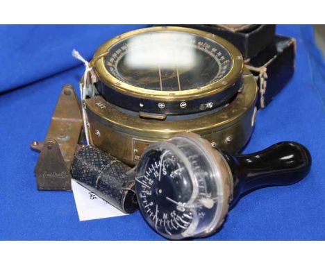 BRASS RAF MILITARY TYPE P8 COMPASS
numbered 34749.D; together with a collection of navigational and other instruments