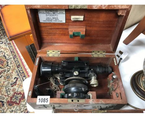 A mahogany cased Hall Bros surveyors level