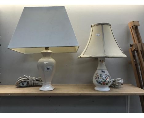 An Aynsley cottage garden table lamp and a St Michael lamp with shades