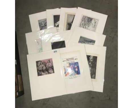 3 Henry Moore Shelter Sketch prints c 1940, 2 Henri Matisse Prints 1935, 1 Eric Gill engraving c1938, 1 Elisabeth Frink print