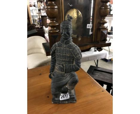 A 20th Century Chinese terracotta warrior statue. Approximately 30cm tall