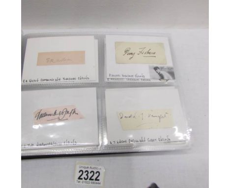 An album of England cricket memorabilia of cricketers from early to mid 20th century being cards, pictures and 129 autographs