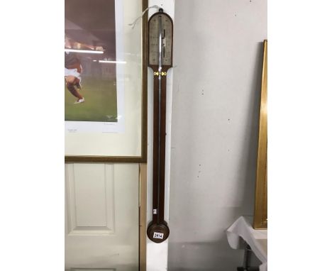 A 19th Century mahogany stick barometer with silvered scale