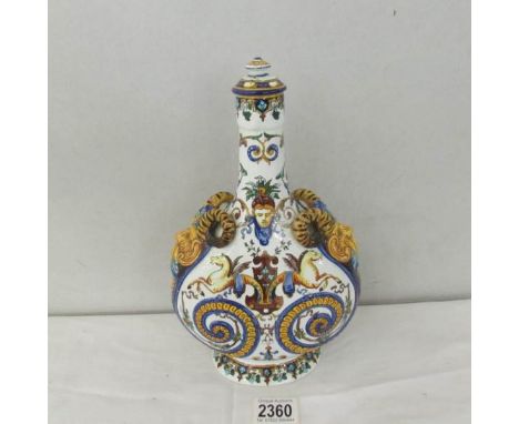 A continental pottery wine flask.