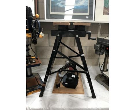 A Rexon bench grinder and workmate