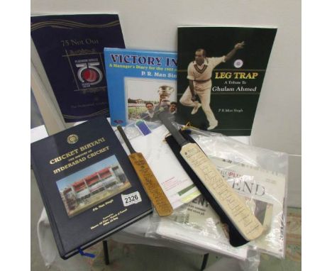 A collection of India cricket memorabilia including letters, Christmas cards and 4 books (3 signed) form P R Man Singh.