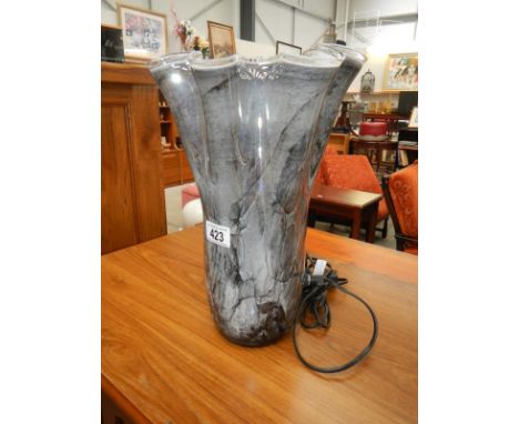 A large art glass vase style table lamp A/F