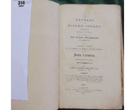 Religious Interest: John Joseph Dillon: The Letters Of Hibern-Anglus London 1811. Cloth cover, uncut pages. v. good. J.W. Mor